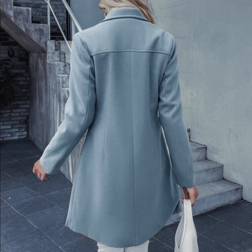 Elegant Classic Button Double Breast Pea Coat Jacket Outwear - Picture 8 of 17